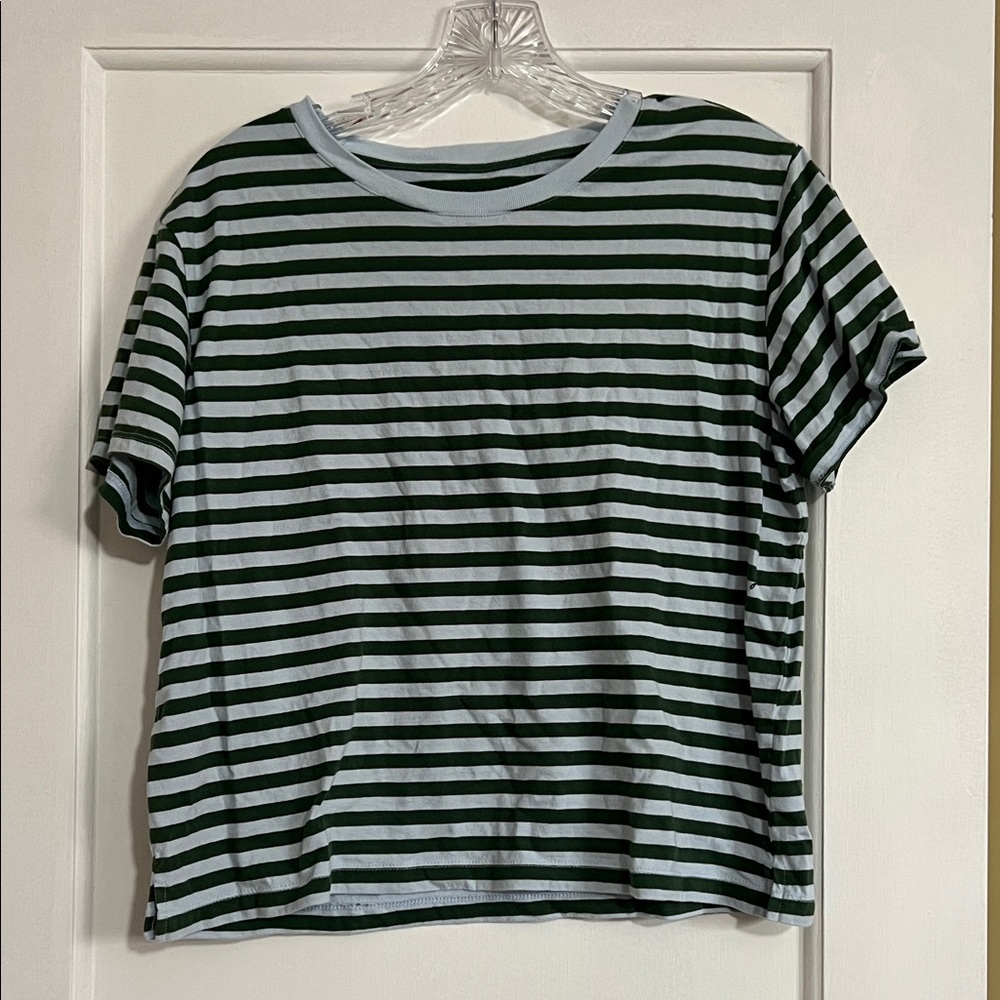 Striped Short Sleeve Tee - Green and Blue